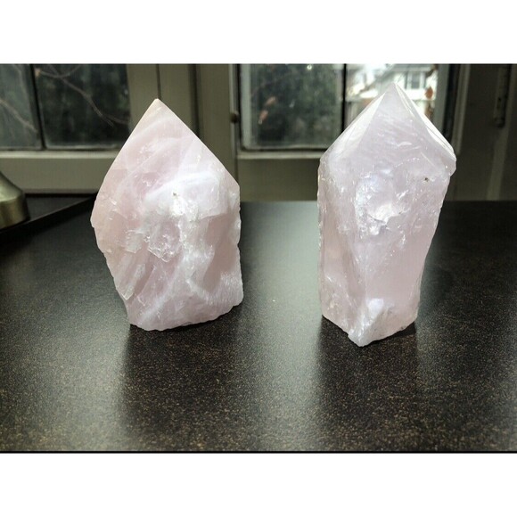 Pink Rose Quartz Tower Set Healing Love Stones Crystals Recharge Chakras 11 13oz - Picture 5 of 16